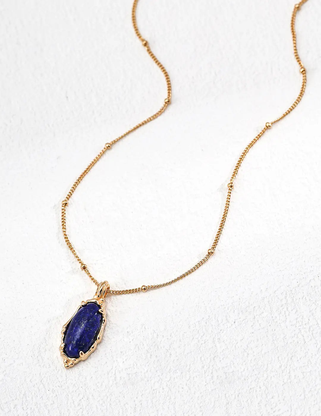 Ancient Lapis Lazuli Pendant Necklace with a vintage gold finish