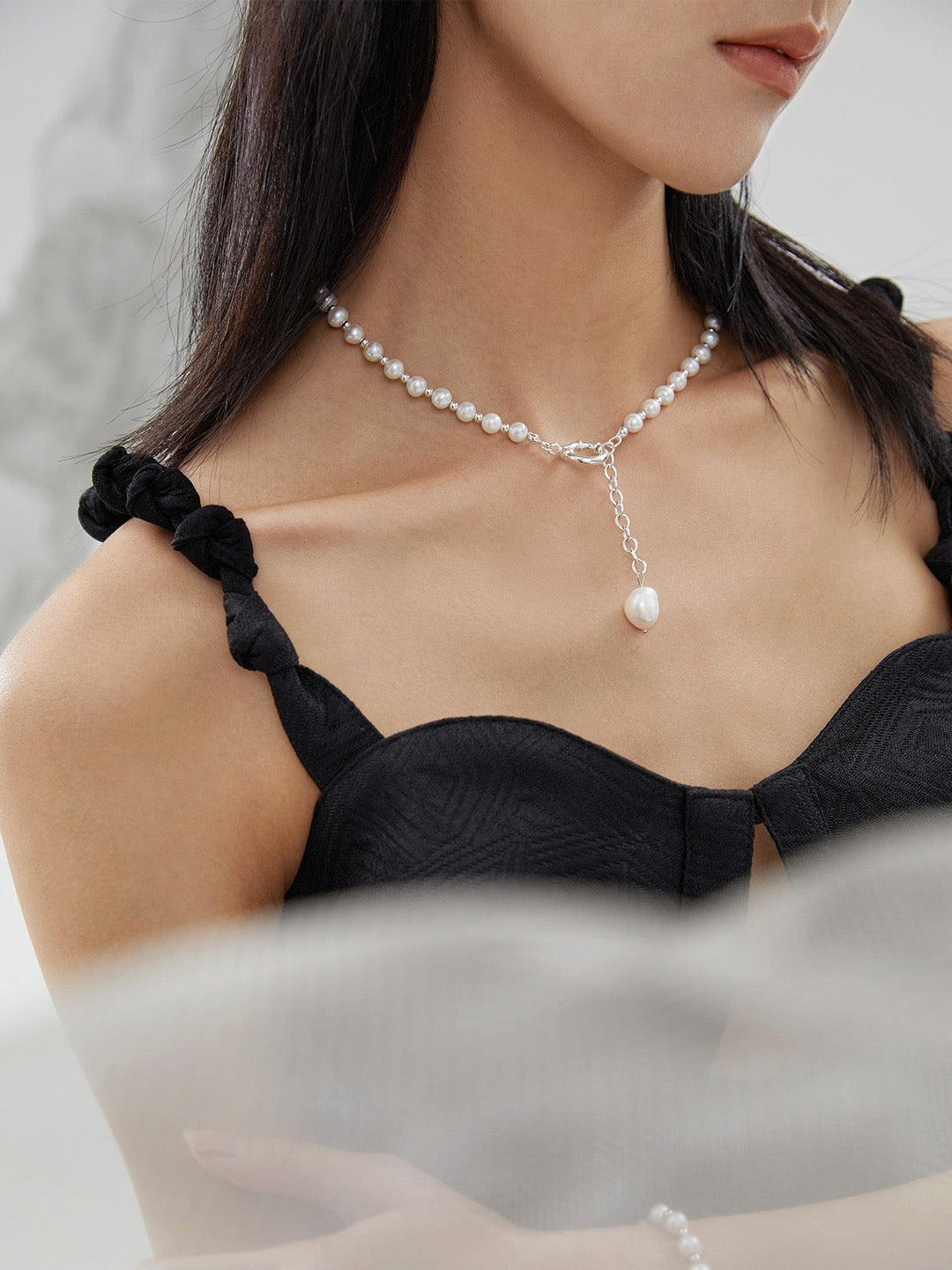 Chester Pearl Drop Silver Pendant Necklace