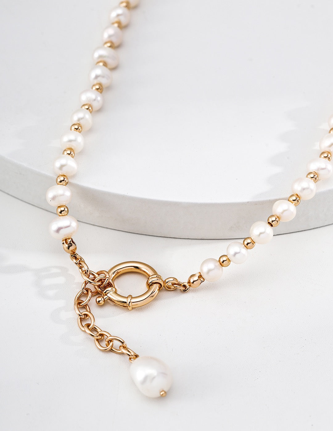 Chester Pearl Drop Gold Pendant Necklace