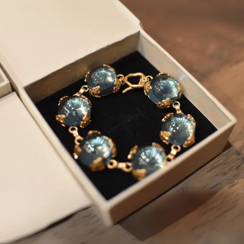 Patchouli Bristol Blue Glass Bracelet with Anais&Aimee package box