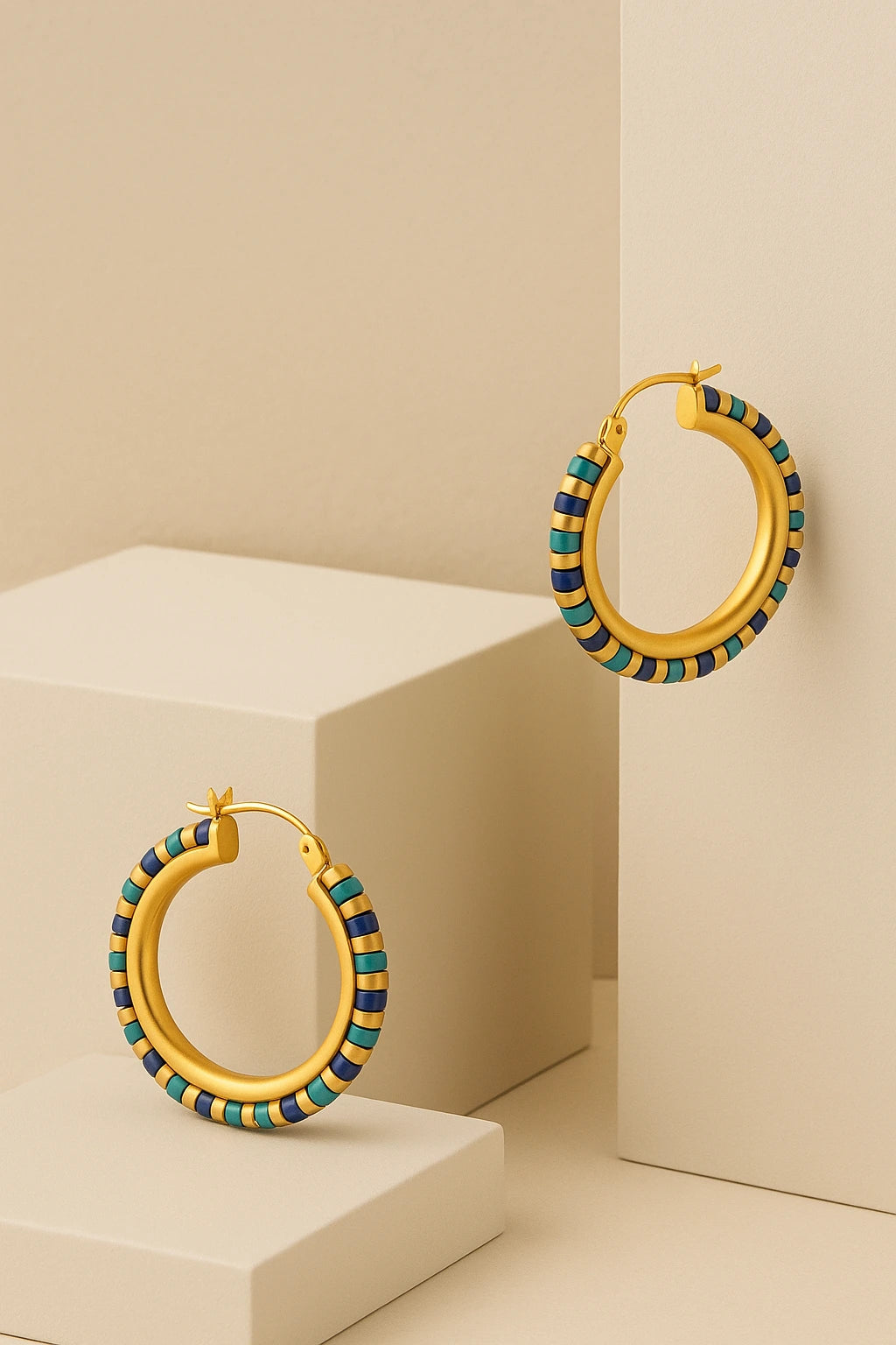 Aurelius Beaded Turquoise Hoop Earrings - Anais&Aimee