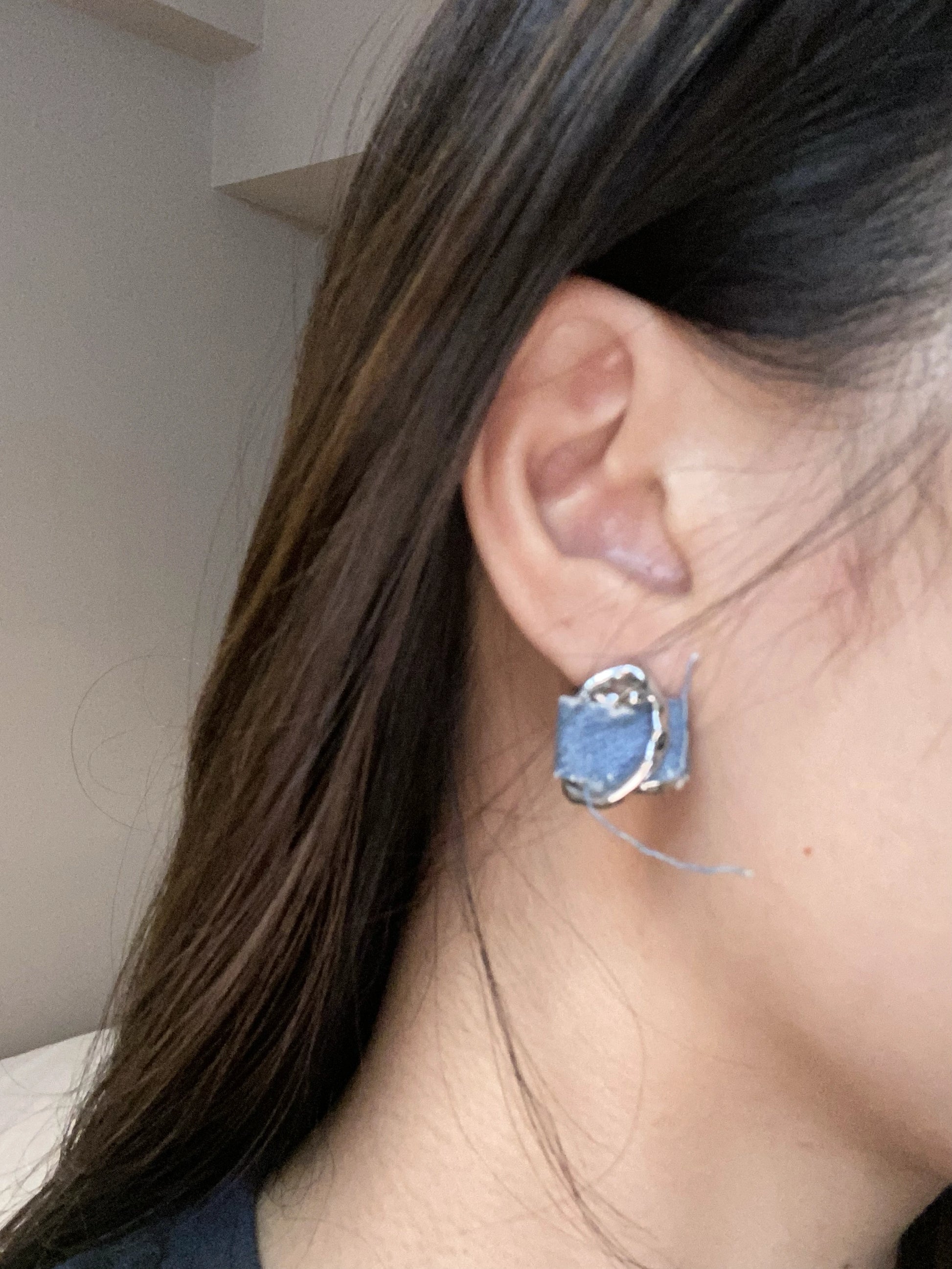 Denim Angel Silver Statement Earrings - Anais&Aimee