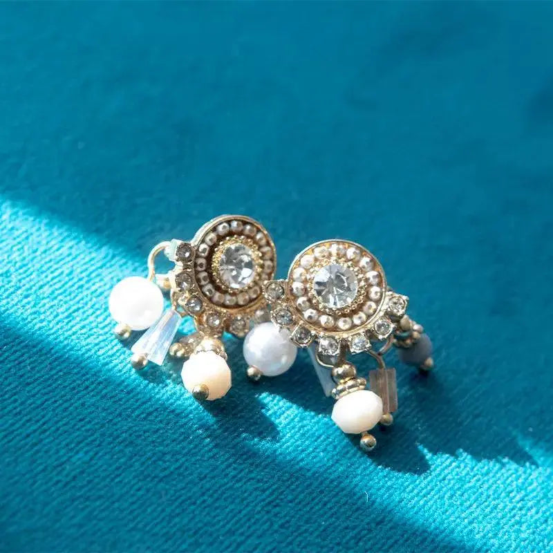 Dreamcatcher chandelier earrings gold with pearls – Anais&Aimee dream catcher earrings UK