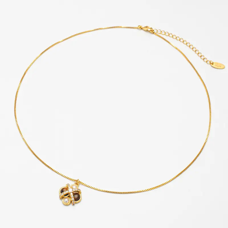 Elly Tigers Eye Pearl Drop Necklace – Anais&Aimee