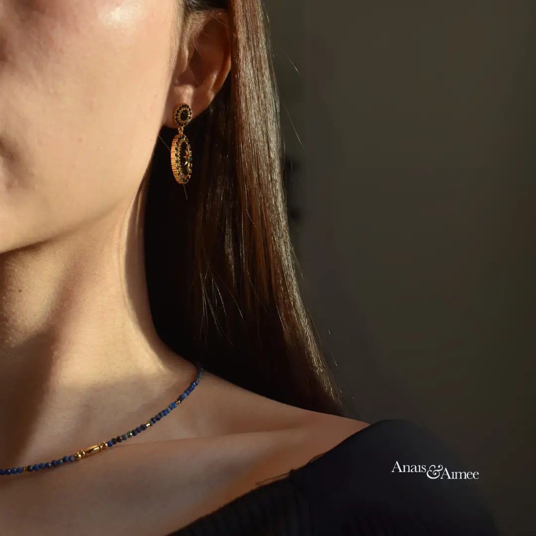 Fleur Black Onyx Drop Earrings - Anais&Aimee