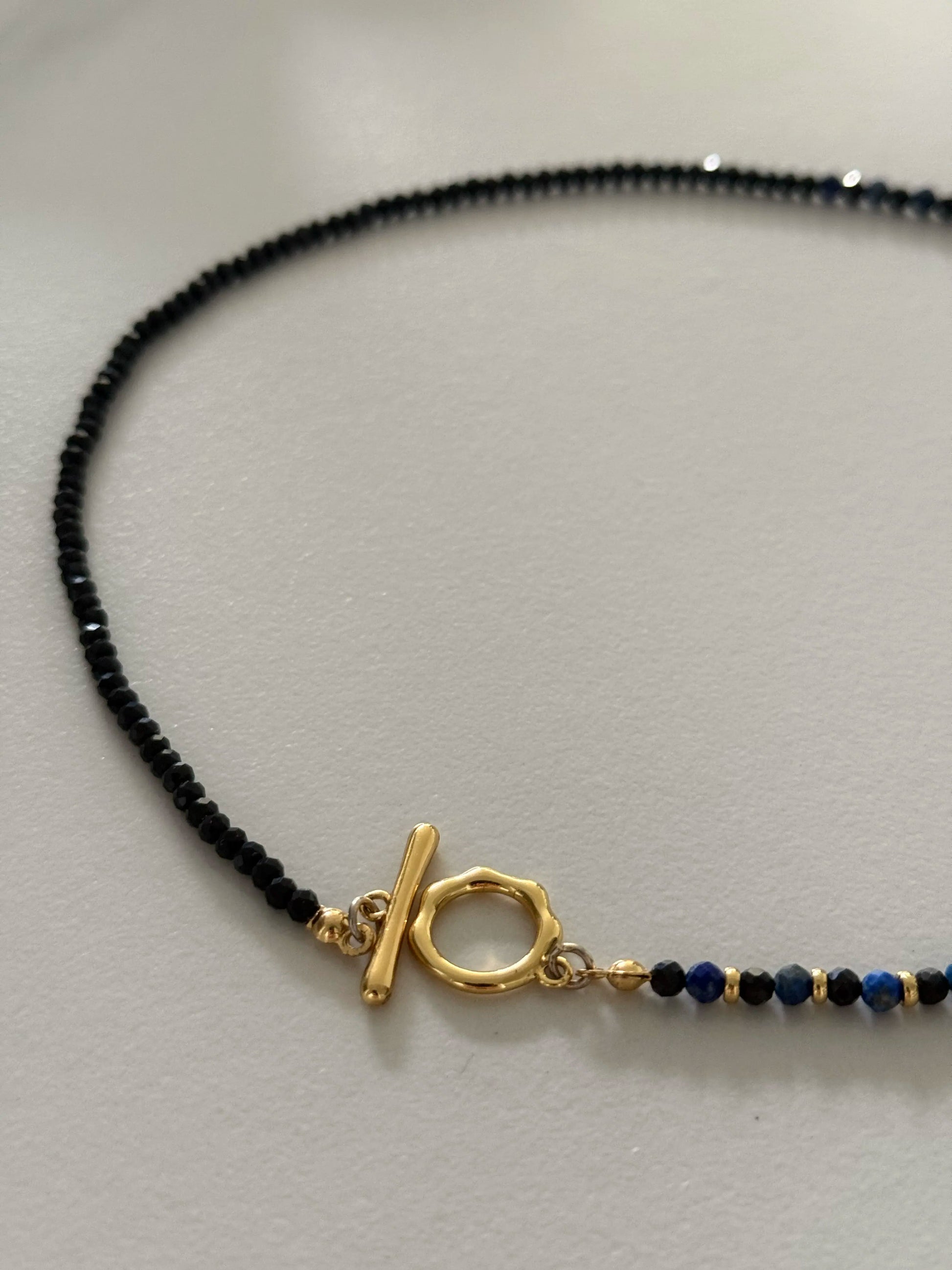 Gempires Lapis Lazuli Black Spinel Chain Necklace close up