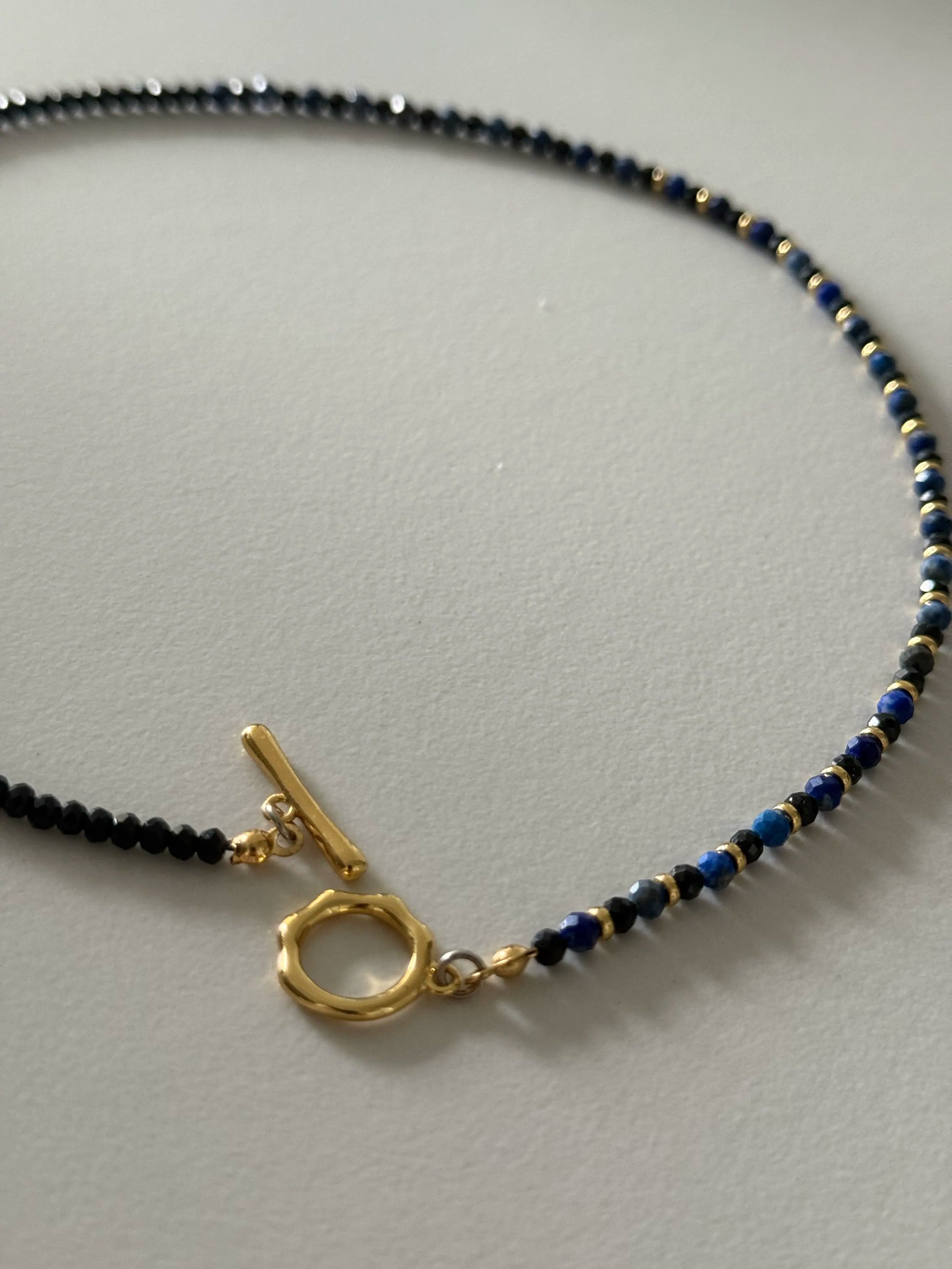 Gempires Lapis Lazuli Black Spinel Chain Necklace close up