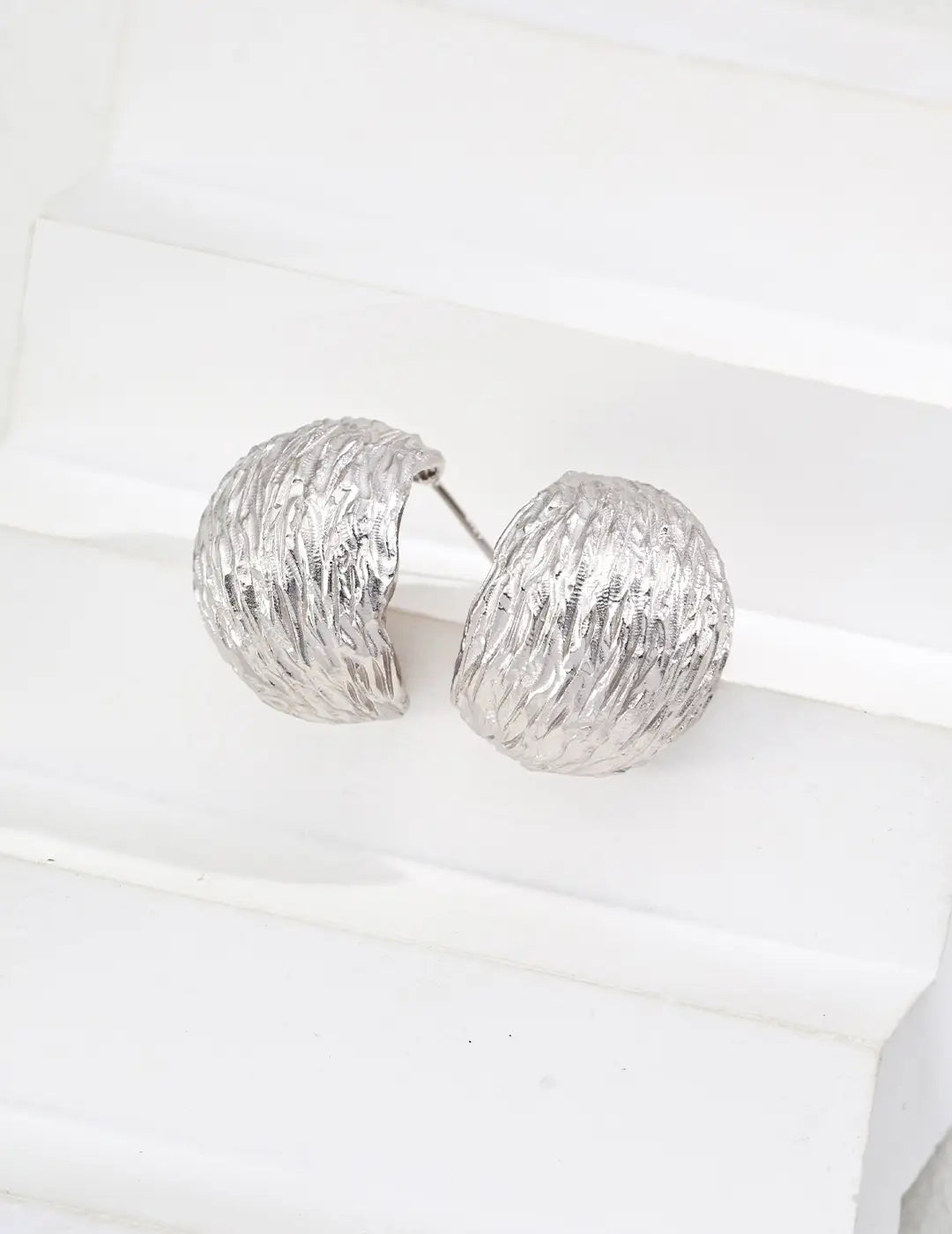Silver Shell Statement Earrings - Anais&Aimee