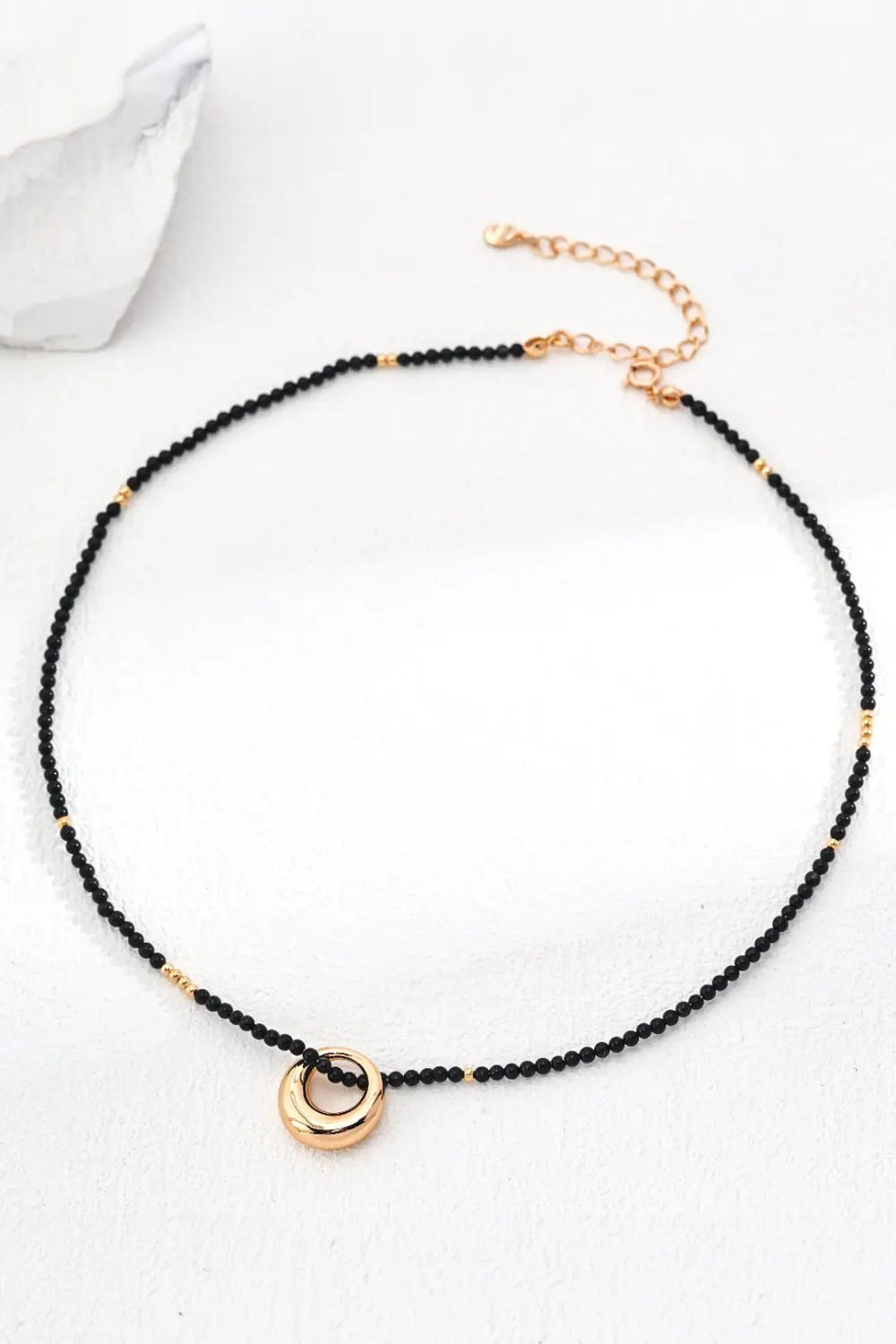 Lunar Circle Black Agate Necklace - Anais&Aimee