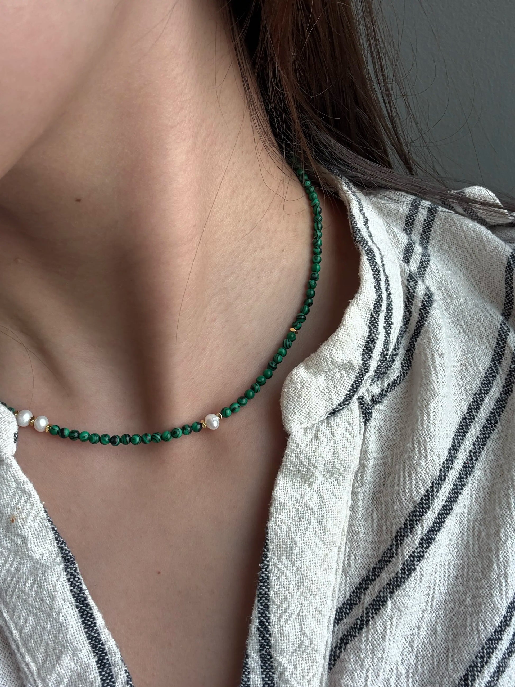 Aimee Malachite Freshwater Pearl Bead Necklace – Anais&Aimee
