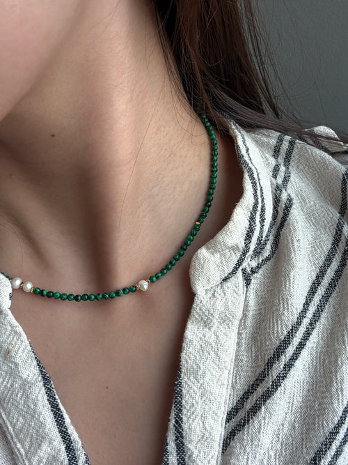 Aimee Malachite Freshwater Pearl Bead Necklace – Anais&Aimee