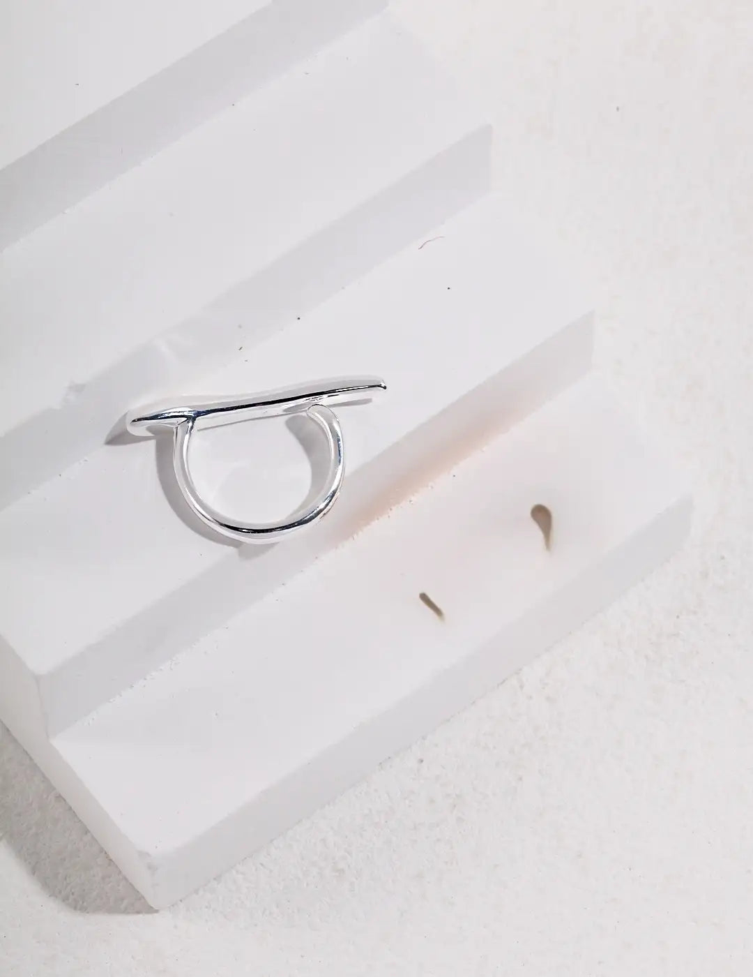 Silver adjustable open sterling silver ring UK – modern minimalist statement ring