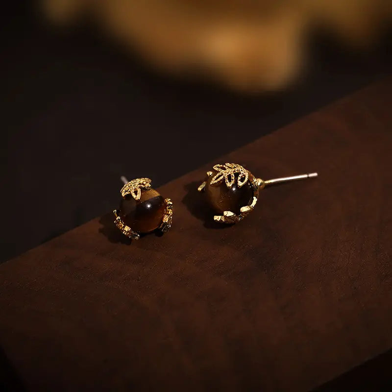 Tiger`s Eyes Juniper Stud Earrings – Anais&Aimee