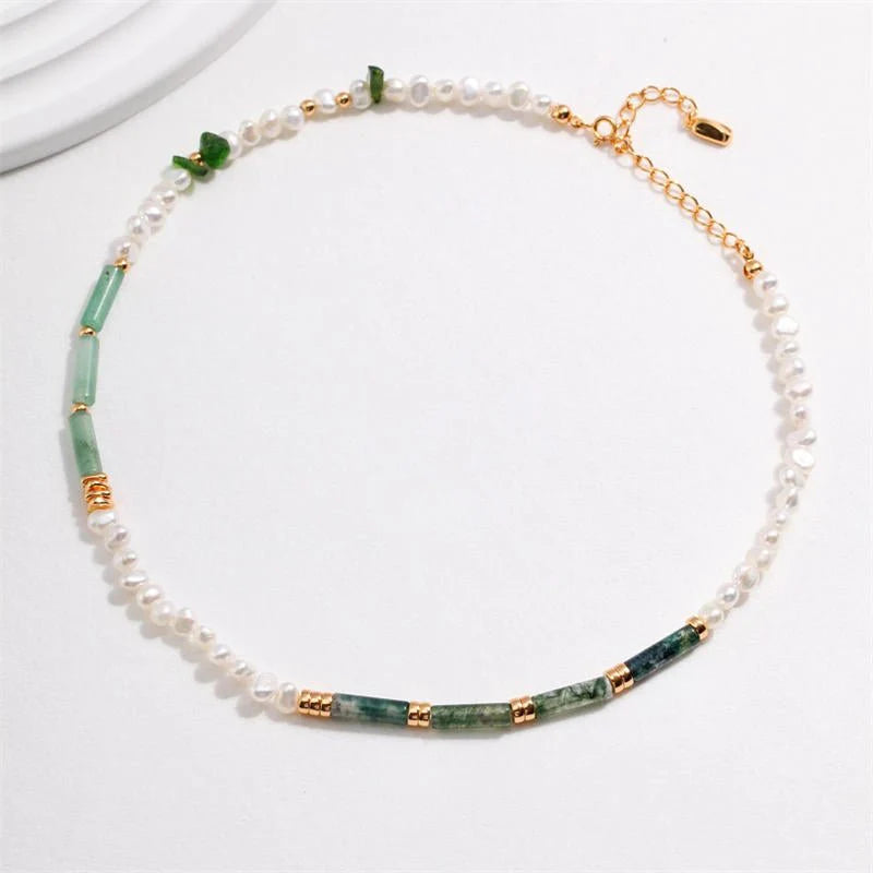 Aquatic Agate Aventurine Pearl Necklace – Anais&Aimee