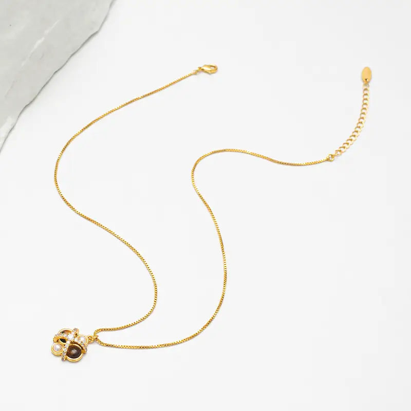 Handmade Tiger's Eye Pearl Necklace UK – Gold chain with gemstones and pearls