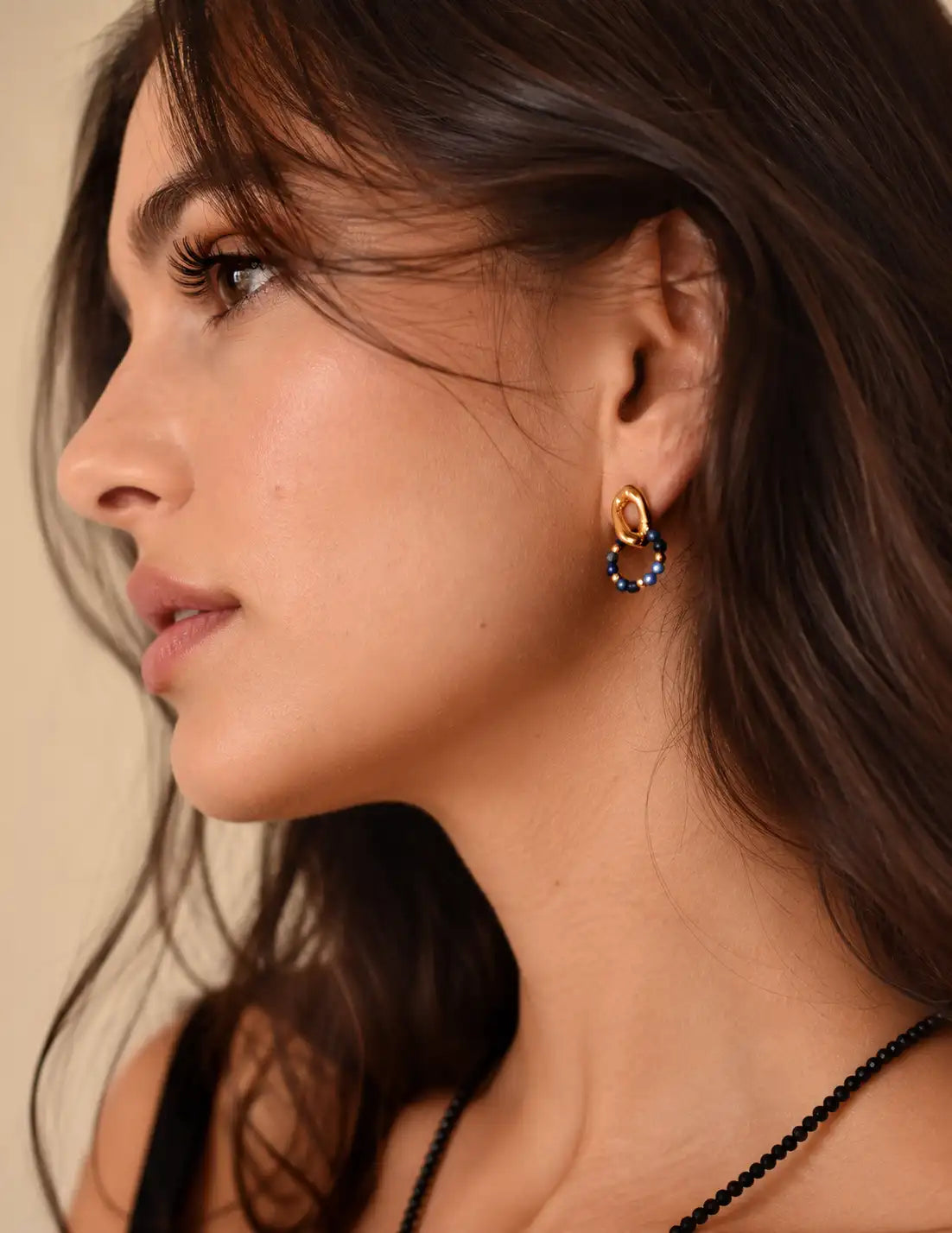 Lapis Lazuli blue stones for a bold yet elegant jewellery statement. Designed for women who love blue gemstone earrings,