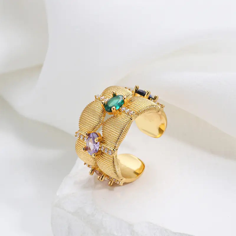 Radiance Gemstone Ring with malachite, amethyst, lapis & rose quartz by Anaïs & Aimee.
