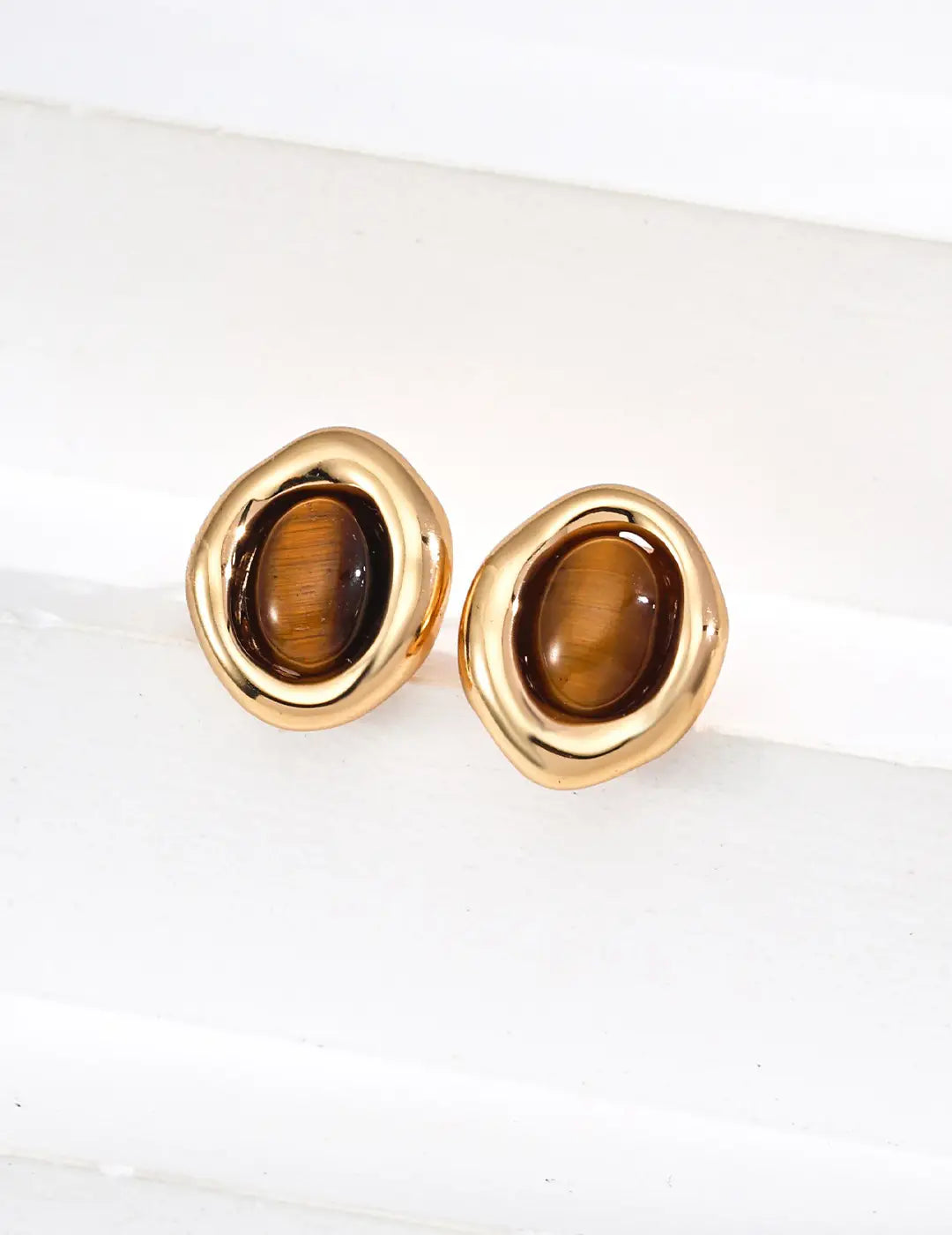 Tiger Eye Statement Studs Earrings - Anais&Aimee